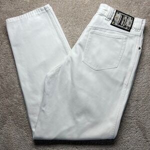 VTG Escada White Denim Jeans High Rise Straight Leg Women Italy Designer Size 44